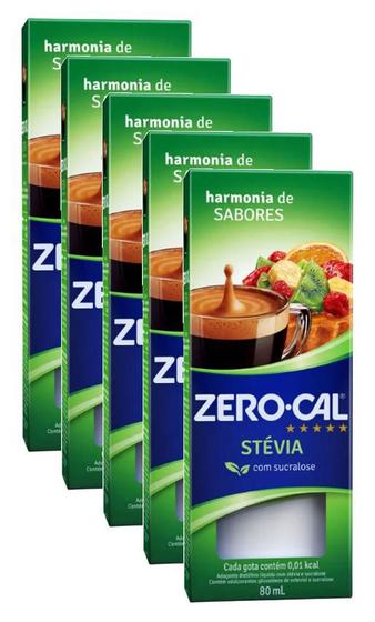 Imagem de kit 5 Adoçante Zero Cal Stévia Com Sucralose Sem Glúten 80ml