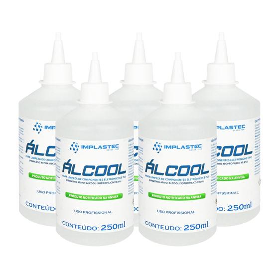 Imagem de Kit 5 Álcool Isopropilico 250ml - 99,8% PCI Limpeza Eletrônica, Placas e Circuitos