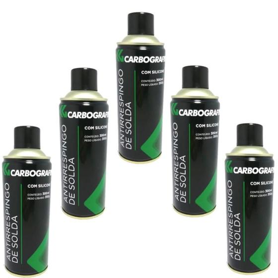 Imagem de Kit - 5 Anti Respingo em Spray Aerossol Com Silicone - 300ml - Carbografite