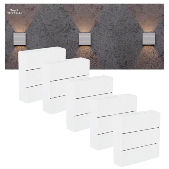 Imagem de Kit 5 Arandela Led Externa De Parede  6w 3000k Pilar Moderna Muro Prova D'água  Ip65 Taschibra
