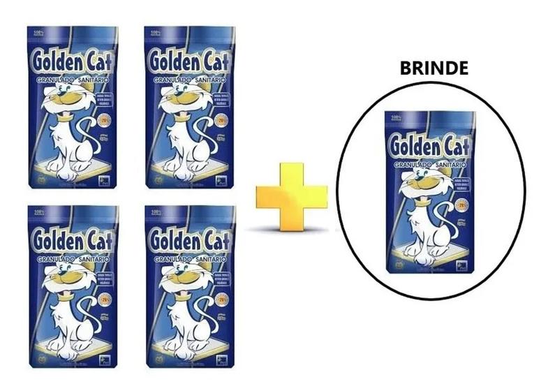 Imagem de Kit 5 Areias Sanitária Granulada Para Gatos Com Retenção De Odores 4kg - Golden Cat