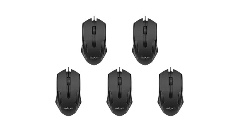 Imagem de Kit 5 Atacado Mouse Óptico Com Fio Usb Black 03950 - Ms-71