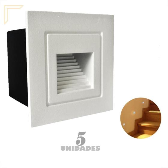 Imagem de Kit 5 Balizador Embutir Parede Branco Mini Led Escada Lup75