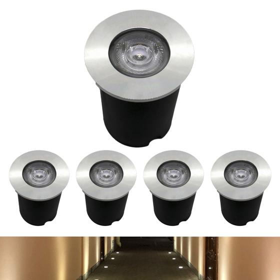 Kit 5 Balizador Spot Led Embutir Chão Piso Jardim 1w Quente Menor preço em Kit 5 Balizador Spot Led Embutir Chão Piso Jardim 1w Quente