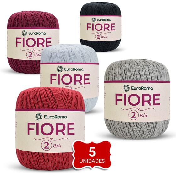 Imagem de Kit 5 Barbantes Linha Fiore Euroroma - 500m 150g TEX 295 Nº2