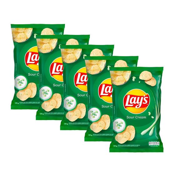 Imagem de Kit 5 Batata Lays Sour Cream com 135g