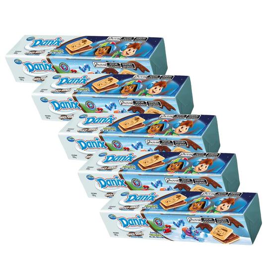 Imagem de Kit 5 Biscoito Recheado Danix Sabor Choco-Shake 130g
