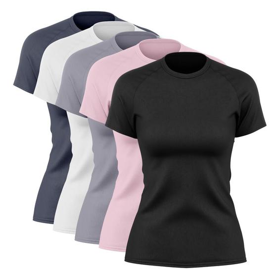 Imagem de Kit 5 Blusas Feminina Dry Academia Camiseta Camisa Esporte