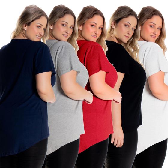 Imagem de Kit 5 Blusas Femininas Plus Size Tampa Bumbum Nina Mullet 1126