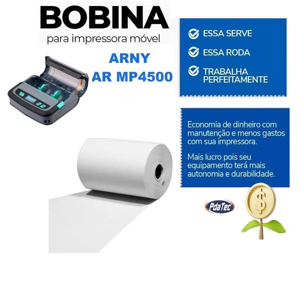 Imagem de Kit 5 Bobinas Térmica 111mm X 22mts Branca p/ Arny AR MP-4500