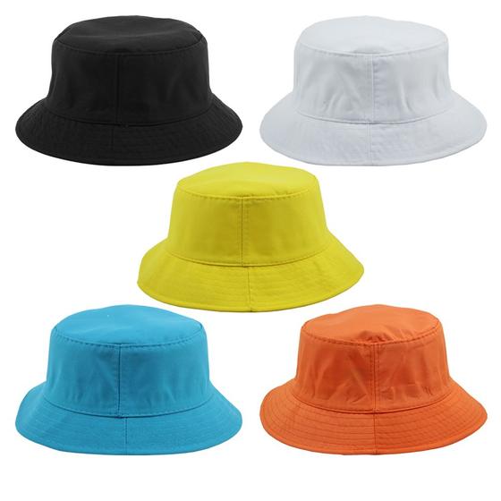 Imagem de Kit 5 Bucket Hat Liso Preto, Branco, Amarelo, Azul E Laranja