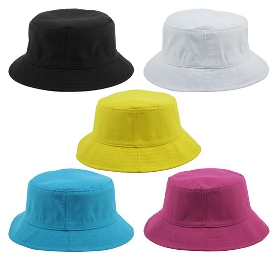 Imagem de Kit 5 Bucket Hat Liso Preto, Branco, Amarelo, Azul E Pink