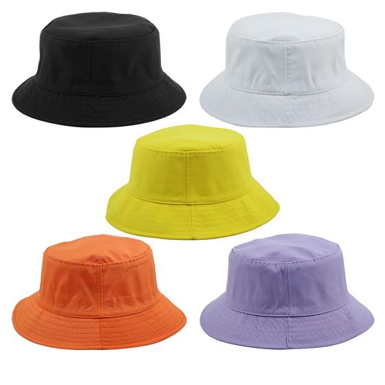 Imagem de Kit 5 Bucket Liso Preto, Branco, Amarelo, Laranja E Lilas