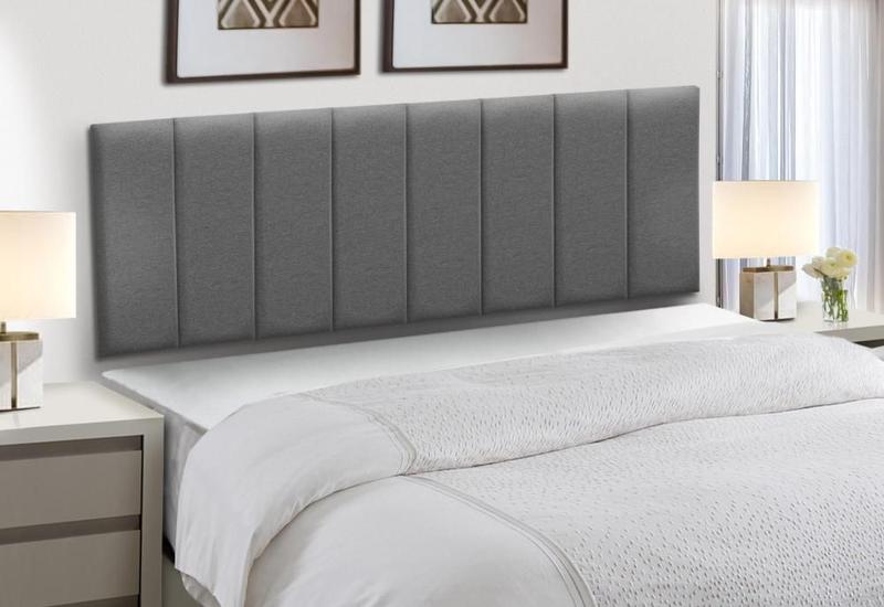 Imagem de Kit 5 Cabeceiras Painel Modular Cama Box Solteiro Linho Grafite Madelina Decor
