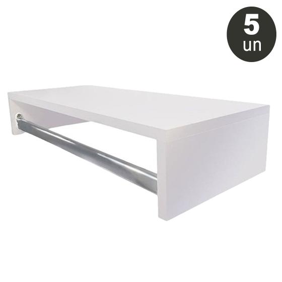 Imagem de KIT 5 CABIDEIROS PRATELEIRA ARTMOVELAR MDF COM FITA 12 X 25 X 60 Cor: Branco