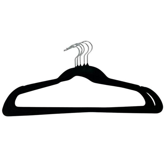 Imagem de Kit 5 Cabides Preto Aveludados Para Guarda Roupas