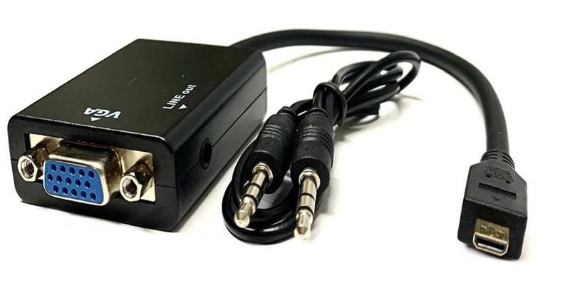 Imagem de Kit 5 Cabo Conversor Micro Hdmi Para Vga Saída áudio e vídeo