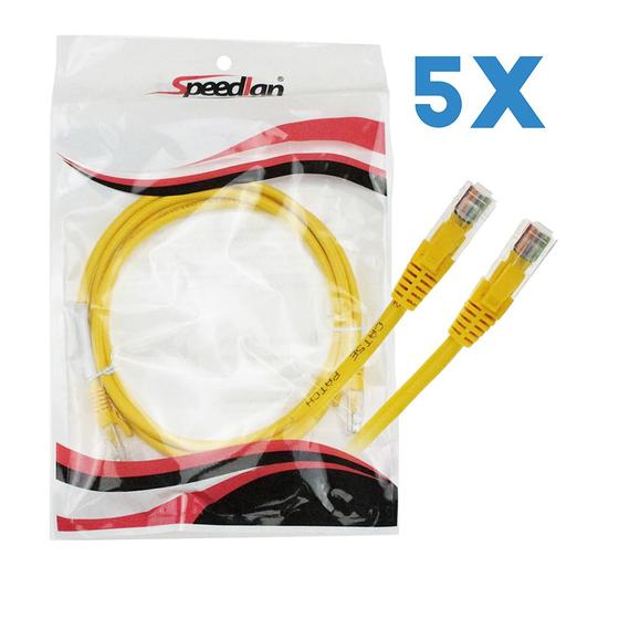 Imagem de KIT 5 Cabo de Rede Patch Cord Cat.5e 1,5m Amarelo Anatel