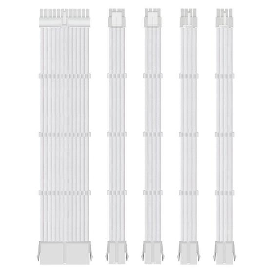 Imagem de Kit 5 cabo sleeved full white extensor 1x24p 2x4+4p 2x6+2p