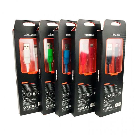 Imagem de Kit 5 Cabo USB Celular Flat Anti-Dobra iPhone MAX-0319L