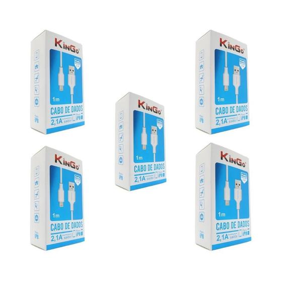 Imagem de Kit 5 Cabos Carreg Usb Kingo P/ Iphone 12 Pro 1MT Resistente