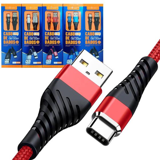 Imagem de Kit 5 Cabos Carregador Tipo C  2 Metros USB Original Inova
