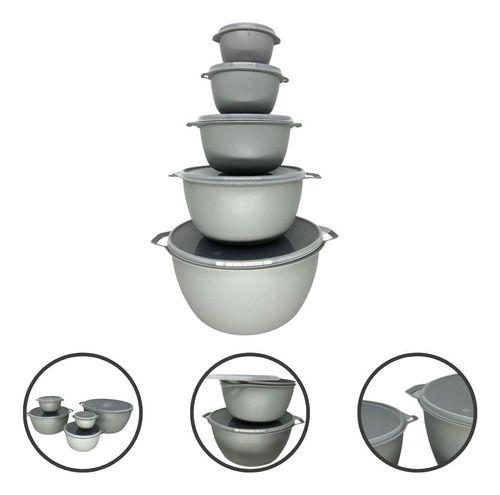 Imagem de Kit 5 Caçarolas Vasilhas Bowl Em Plástico Para Alimentos Com Tampa Cozinha