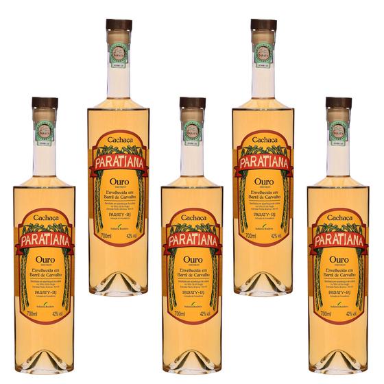 Kit 5 Cachaças Paratiana Ouro 700 ml Qualidade Descansada Premiada Paraty Destilada Presente Original Pinga Imagem de Kit 5 Cachaças Paratiana Ouro 700 ml Qualidade Descansada Premiada Paraty Destilada Presente Original Pinga