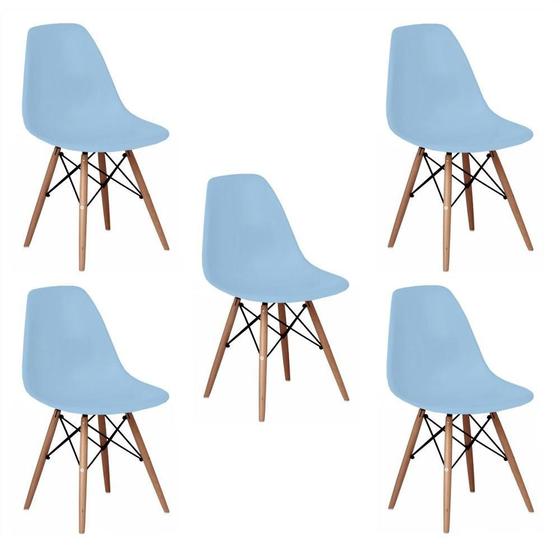 Imagem de Kit 5 Cadeiras Charles Eames Eiffel Wood Design Branca Preta