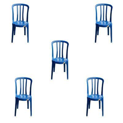 Imagem de Kit 5 Cadeiras de Plástico Azul