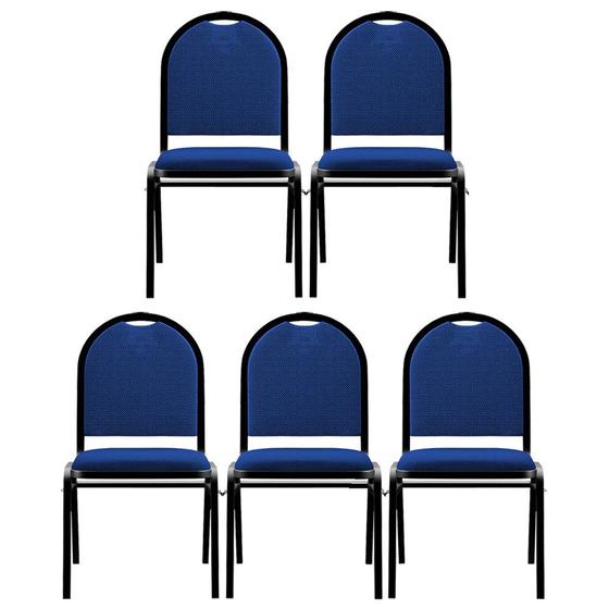 Imagem de Kit 5 Cadeiras Hoteleiras Auditório Empilhável Linho M23 Azul - Mpozenato