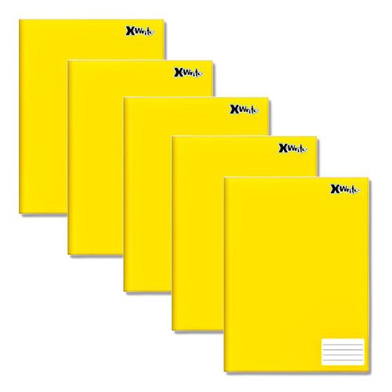 Imagem de Kit 5 Caderno de brochura Grande 96 folhas 200x275mm Amarelo
