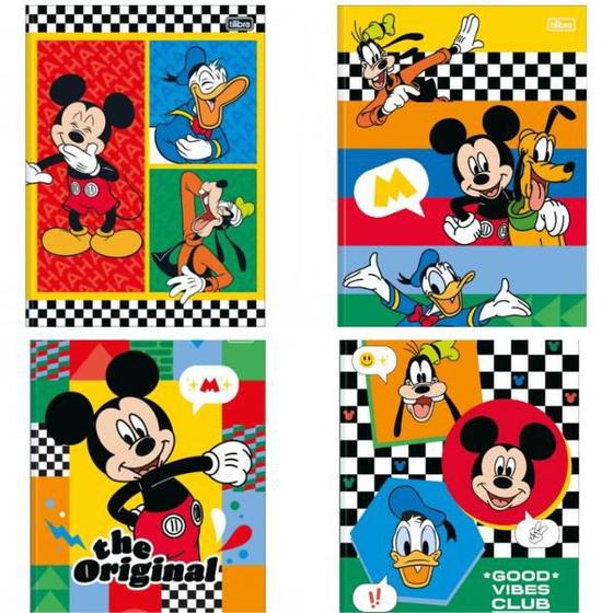 Imagem de Kit 5 Cadernos Mickey Tilibra 80 Folhas Espiral Capa Dura