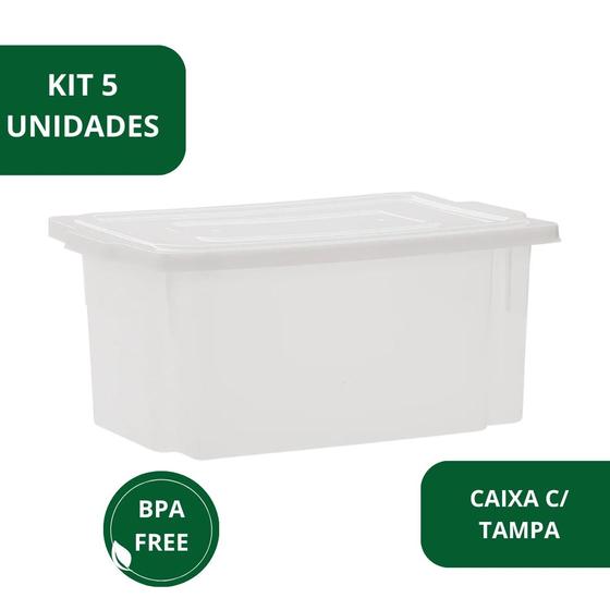 Imagem de Kit 5 Caixa Frigorifica Com Tampa Multiuso Pro 5l