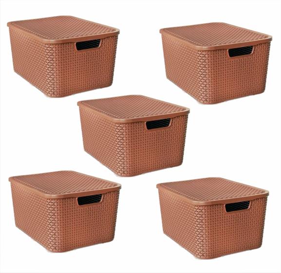 Kit 5 Caixas/Cesto Organizador Rattan 7 Litros Menor preço em Kit 5 Caixas/Cesto Organizador Rattan 7 Litros