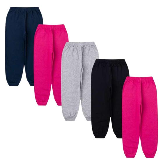 Kit 5 Calças De Moletom Juvenil Inverno Menina Menino Menor preço em Kit 5 Calças De Moletom Juvenil Inverno Menina Menino