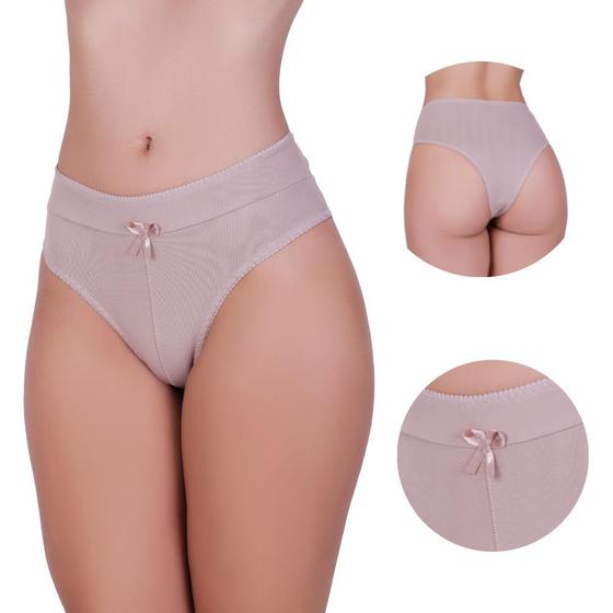 Imagem de Kit 5 Calcinha de Algodão Tanga Cós Alto Duplo Modeladora Raquel