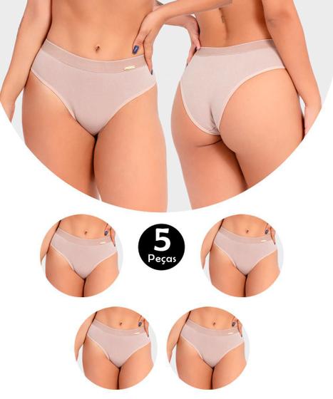 Imagem de Kit 5 Calcinha IMI Lingerie Em Algodão Ivy Bege