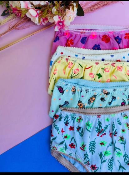 Imagem de kit 5 Calcinha Infantil  cores sortidas 100% algodão