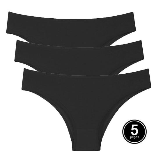 Kit 5 Calcinhas Algodão Tanga Preta Conforto A10 - G Menor preço em Kit 5 Calcinhas Algodão Tanga Preta Conforto A10 - G