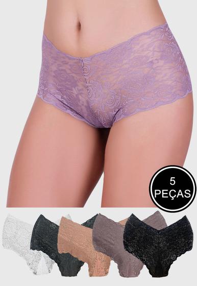 Imagem de Kit 5 Calcinhas Calesson Renda St Madame Multicolorido