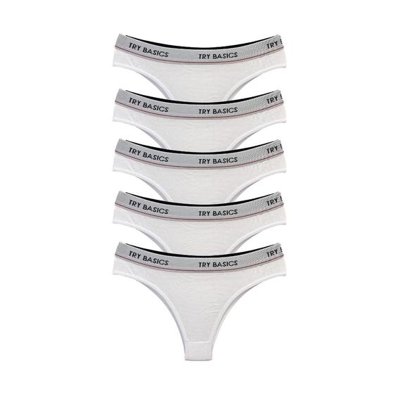 Imagem de Kit 5 Calcinhas Fio Dental Cotton Algodão Confortável com Elástico Try Basics