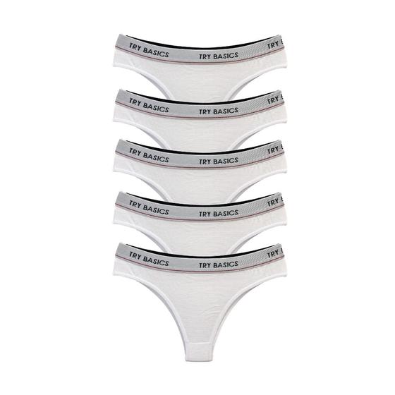 Imagem de Kit 5 Calcinhas Fio Dental Cotton Algodão Confortável com Elástico Try Basics