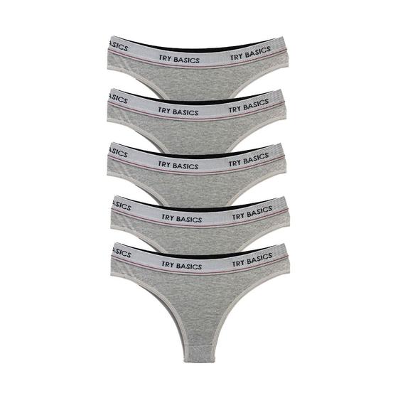 Imagem de Kit 5 Calcinhas Fio Dental Cotton Algodão Confortável com Elástico Try Basics