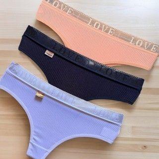 Imagem de Kit 5 Calcinhas Juvenis Tanga Suede Canelado Fio Love Lingerie Calcinha Juvenil