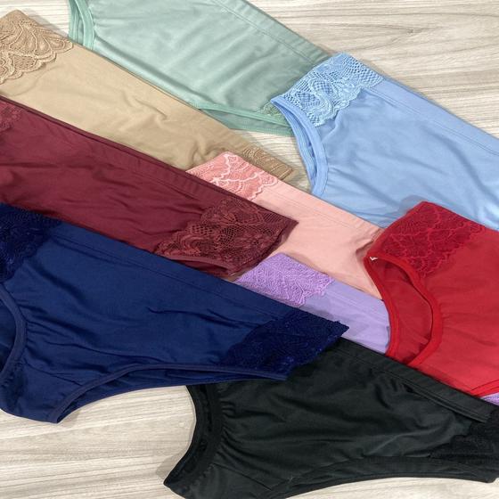 Imagem de Kit 5 Calcinhas Senhora Feminina Calçola Conforto Com Renda Reforçada Ref. 83