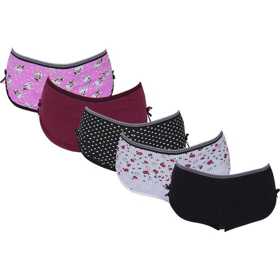 Imagem de Kit 5 Calcinhas Short Bombom Calesson Algodão Penteado