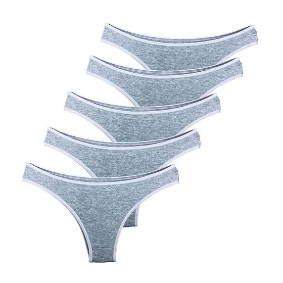 Imagem de Kit 5 Calcinhas Tanga Try Basics Algodão Cotton Básica Lisa Moda Lingerie