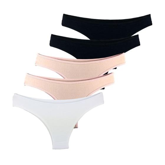 Imagem de Kit 5 Calcinhas Tanga Try Basics Algodão Cotton Básica Lisa Moda Lingerie