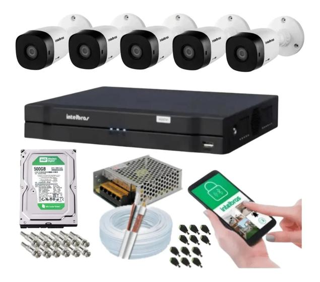 Imagem de Kit 5 Camera de Seguranca Intelbras Bullet vhl 1120b Externa Dvr 8 canais multi hd